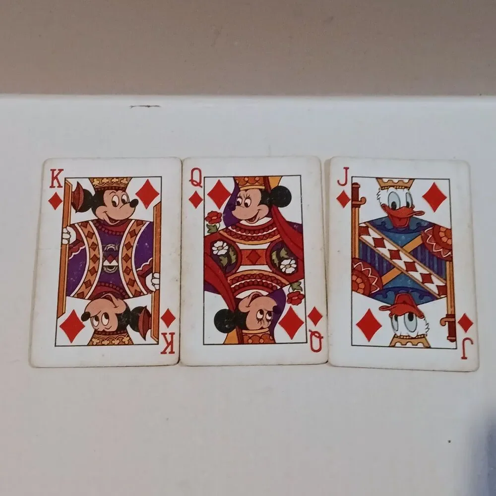 Vtg Walt Disney King Mickey Playing Cards-Hard Storage Box-1970s-Park Souvenir